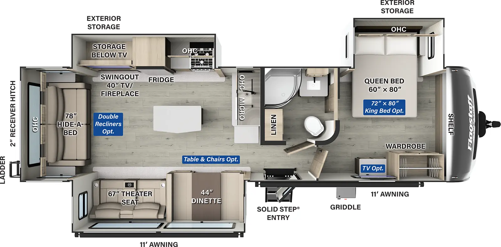 Flagstaff Super Lite Travel Trailers 29RLBS Floorplan